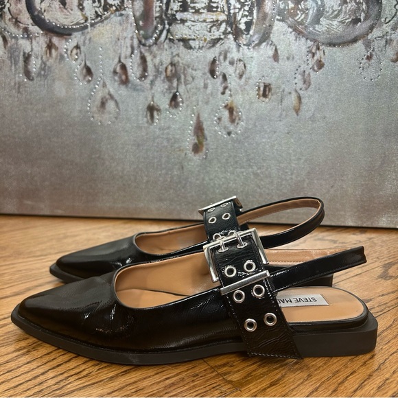 Steve Madden | Karson Slingback Black Patent Pointed Toe Flats Size 6.5 - Picture 3 of 13